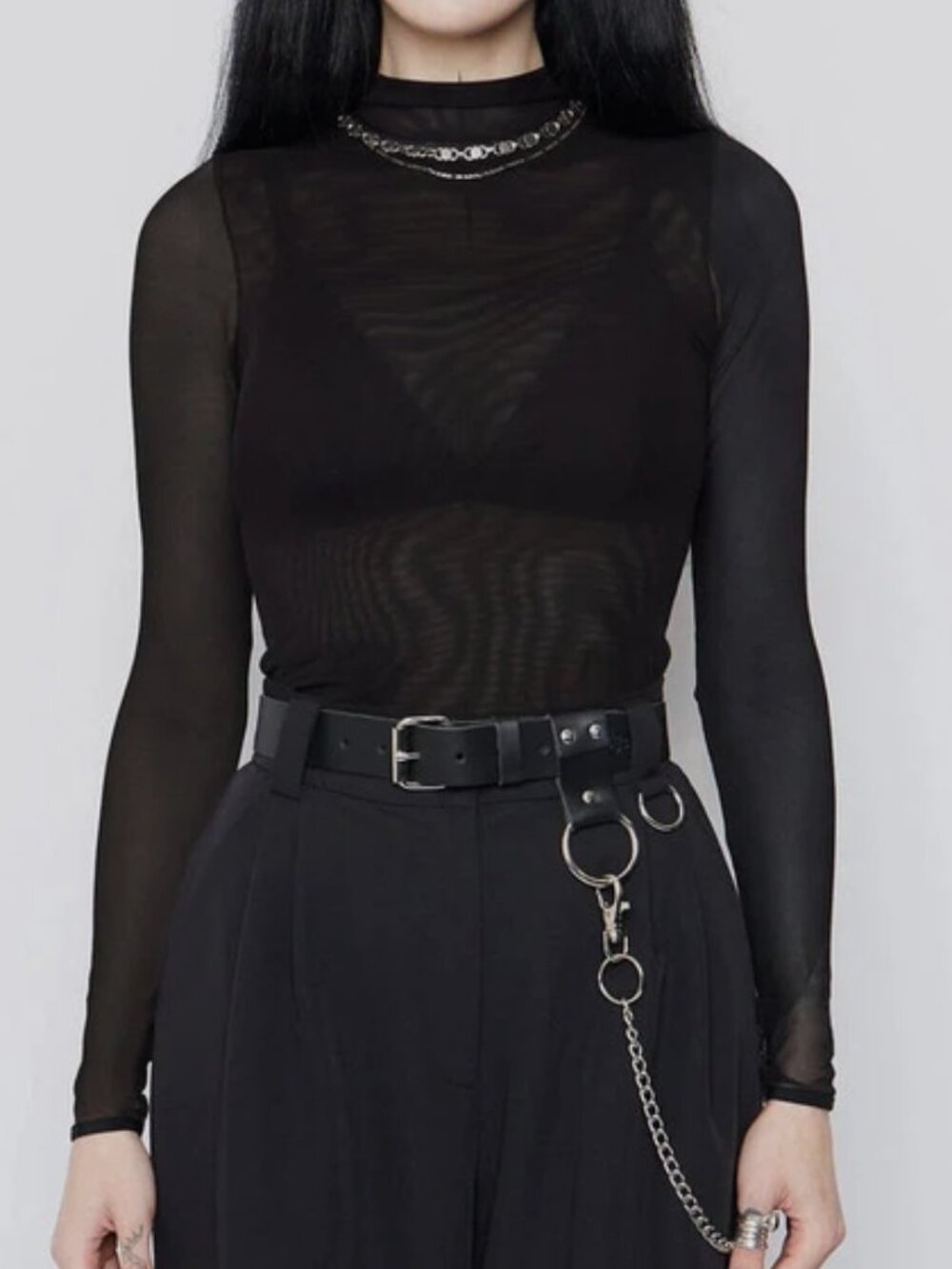 Mary Wyatt Gemini High Neck Mesh Top